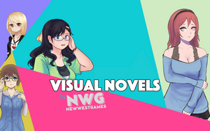 Header image for visual novels by newwestgames featuring characters from various games